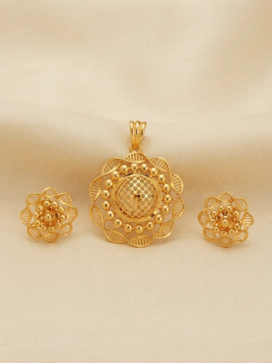 Floral Pendant & Earring Set