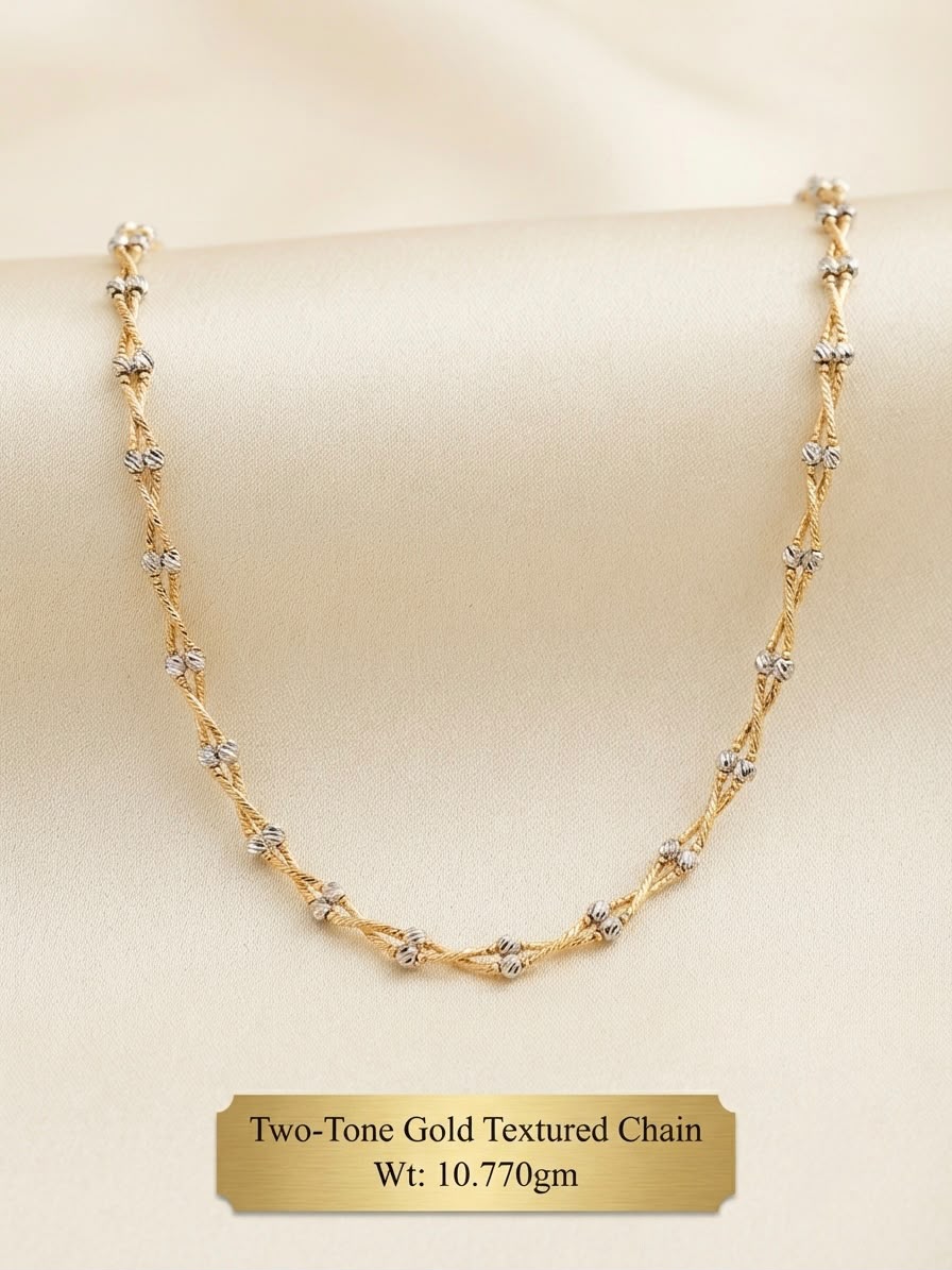 Two-Tone Gold Textured Chain — Weight: 10.770 g